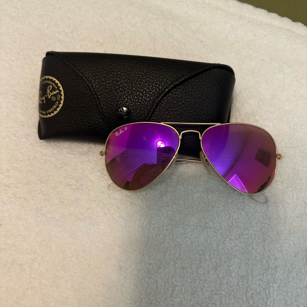 Ray-Ban Gold and Pink Aviator Sunglasses